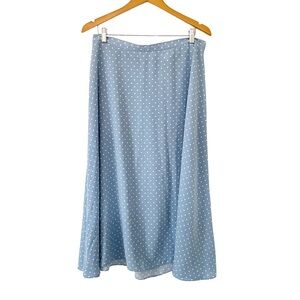 Korat Baby Blue White‎ Polkadot Vintage A-line Midi Skirt